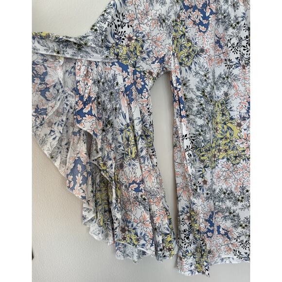 Boho Off Shoulder Floral Bell Sleeve Blouse | Women’s Small | NWT - Picture 2 of 6